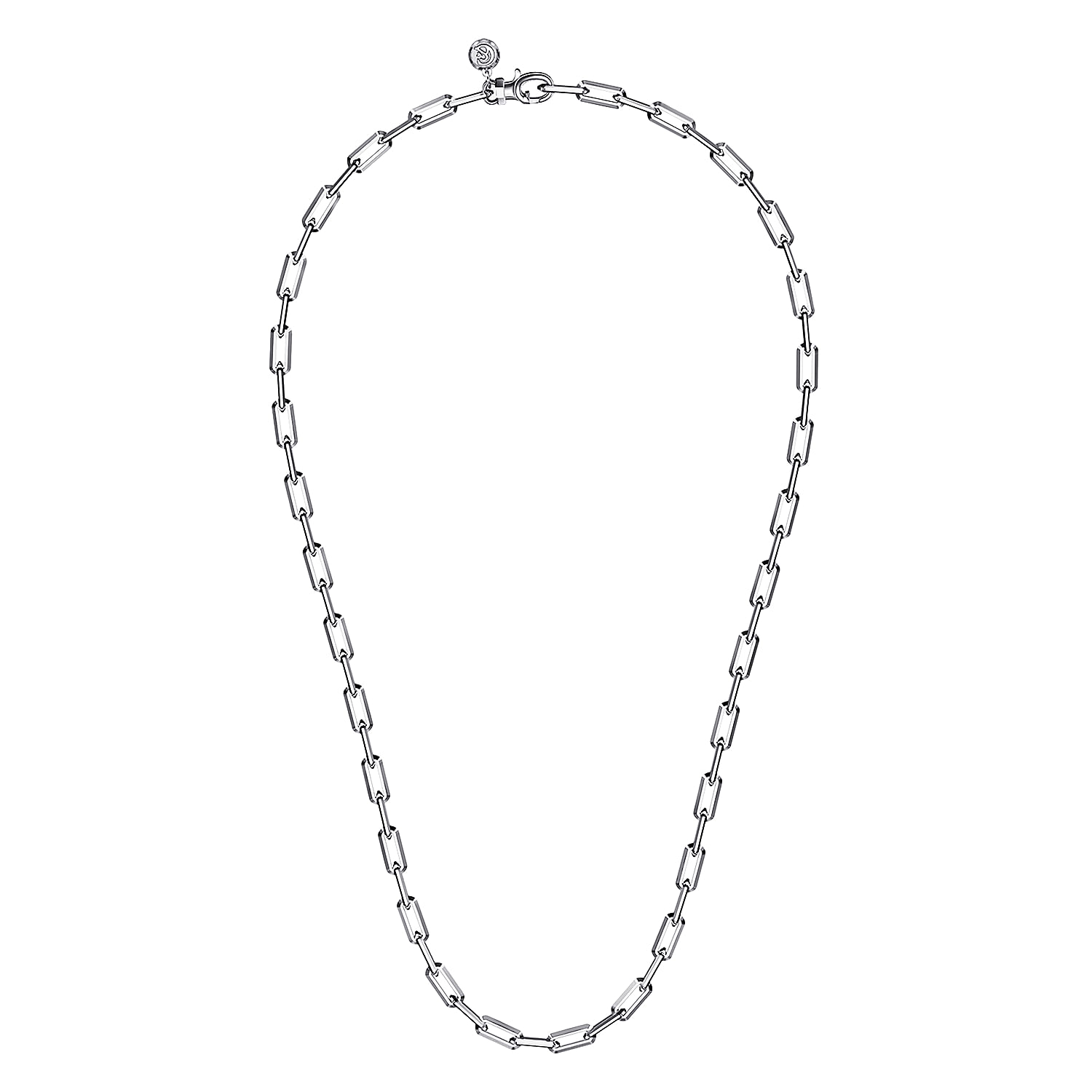 20 Inch 925 Sterling Silver Solid Faceted Men's Link Chain