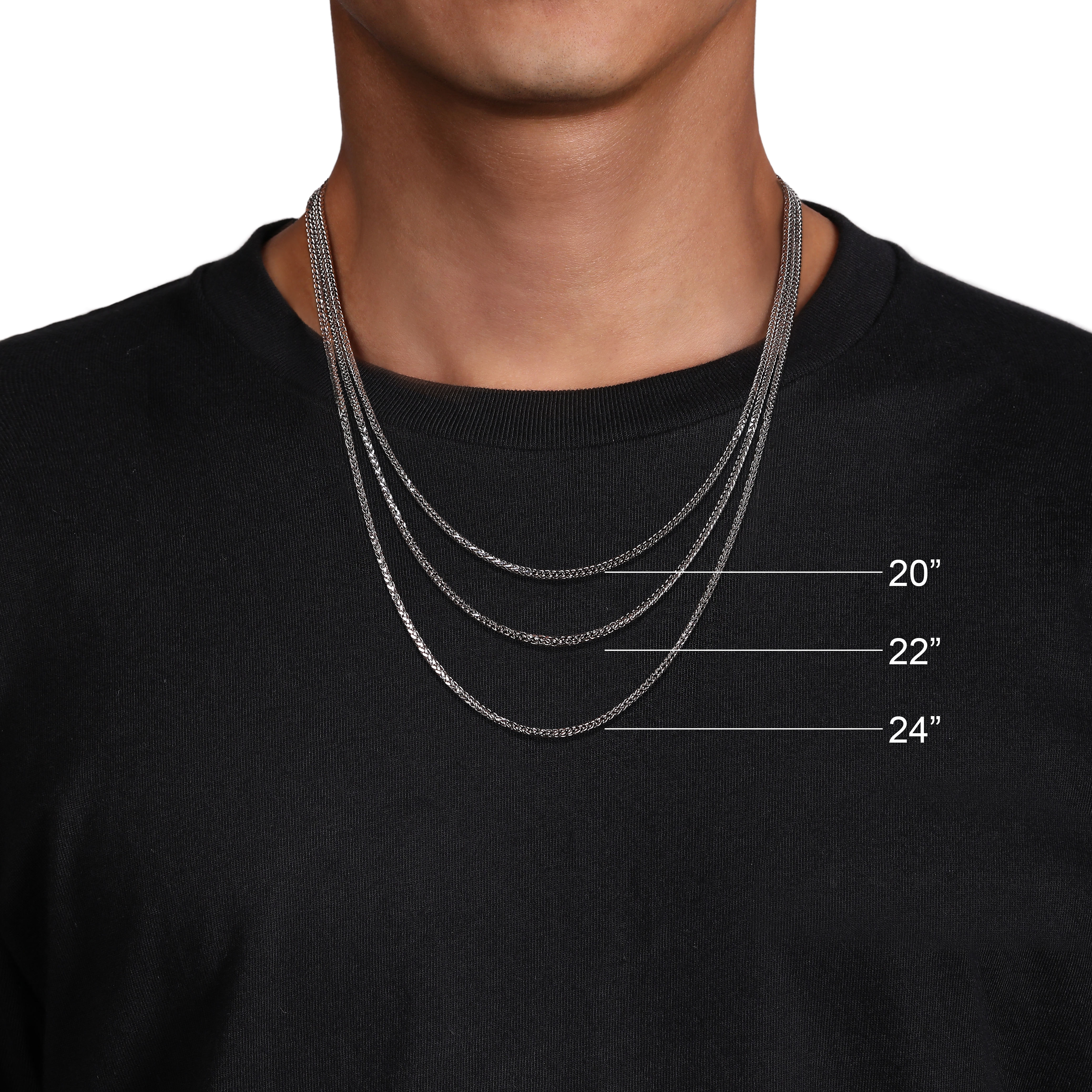 20 Inch 925 Sterling Silver Solid Faceted Men's Link Chain