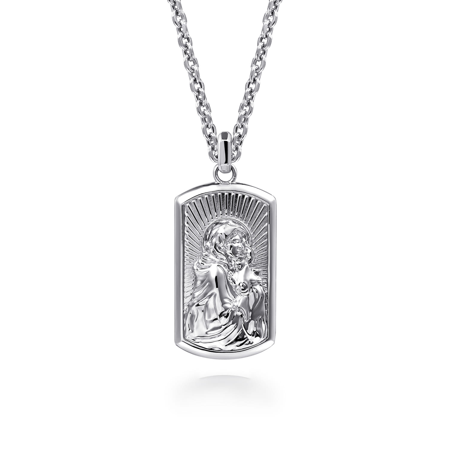 20 Inch 925 Sterling Silver Virgin Mary  Jesus Pendant Necklace - Shot 1