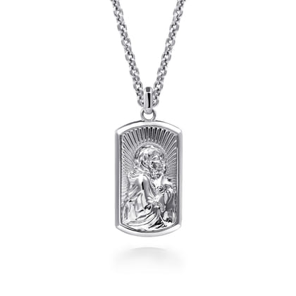 20 Inch 925 Sterling Silver Virgin Mary  Jesus Pendant Necklace