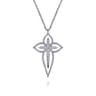 20 inch 925 Sterling Silver Bujukan and White Sapphire Cross Pendant Necklace