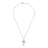 20 inch 925 Sterling Silver Bujukan and White Sapphire Cross Pendant Necklace