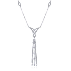 20 inch Art Deco Inspired 18K White Gold Diamond Pavé Pendant Necklace