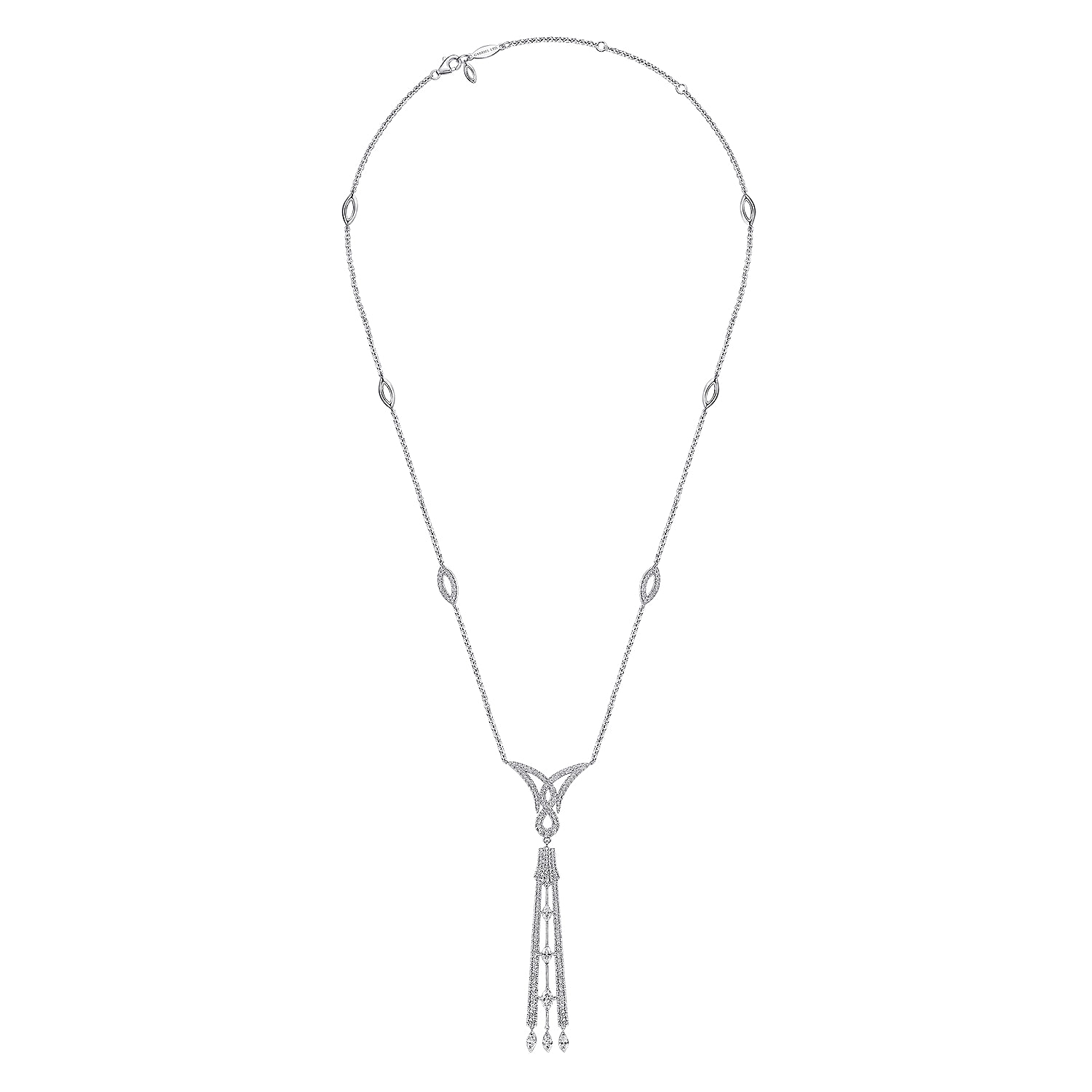 18k White Gold Drop Kaslique Necklace. SKU: NK6098W84JJ