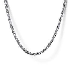 22 Inch 1.9mm 14K White Gold Men's Hollow Wheat Chain Necklace
