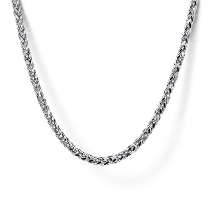 22 Inch 1.9mm 14K White Gold Men's Hollow Wheat Chain Necklace