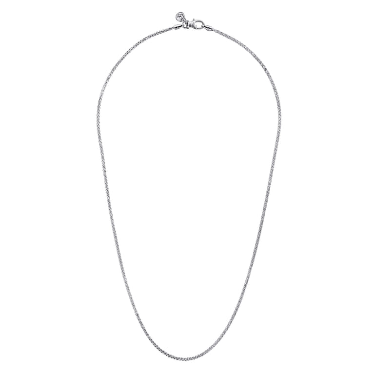 22 Inch 1.9mm 14K White Gold Men's Hollow Wheat Chain Necklace - Shot 2