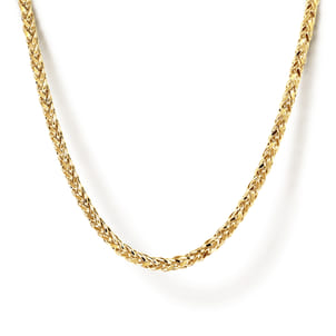 22 Inch 1.9mm 14K Yellow Gold Hollow Men's Wheat Chain Necklace