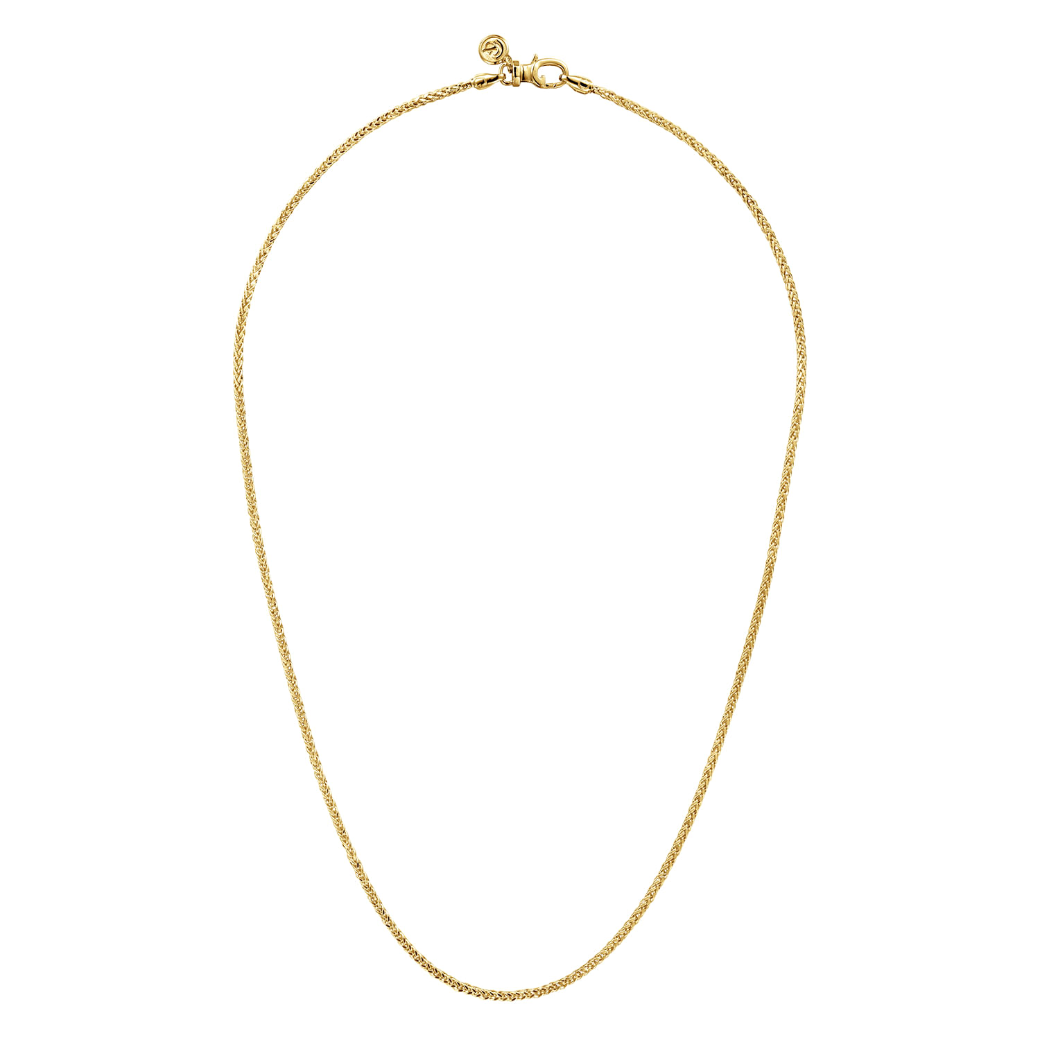 22 Inch 1.9mm 14K Yellow Gold Hollow Men's Wheat Chain Necklace