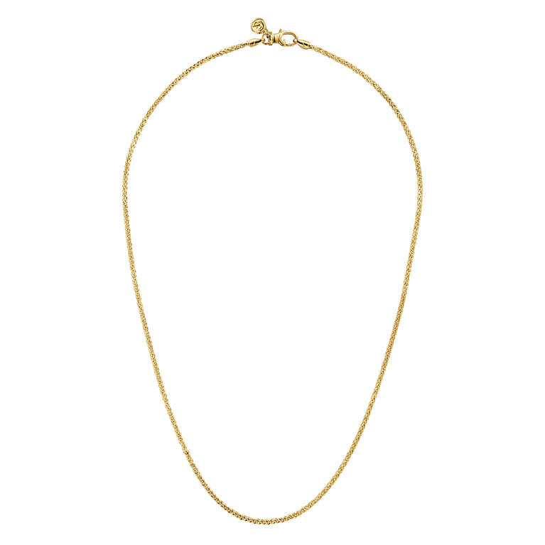 22 Inch 1.9mm 14K Yellow Gold Men's Hollow Wheat Chain Necklace - Shot 2