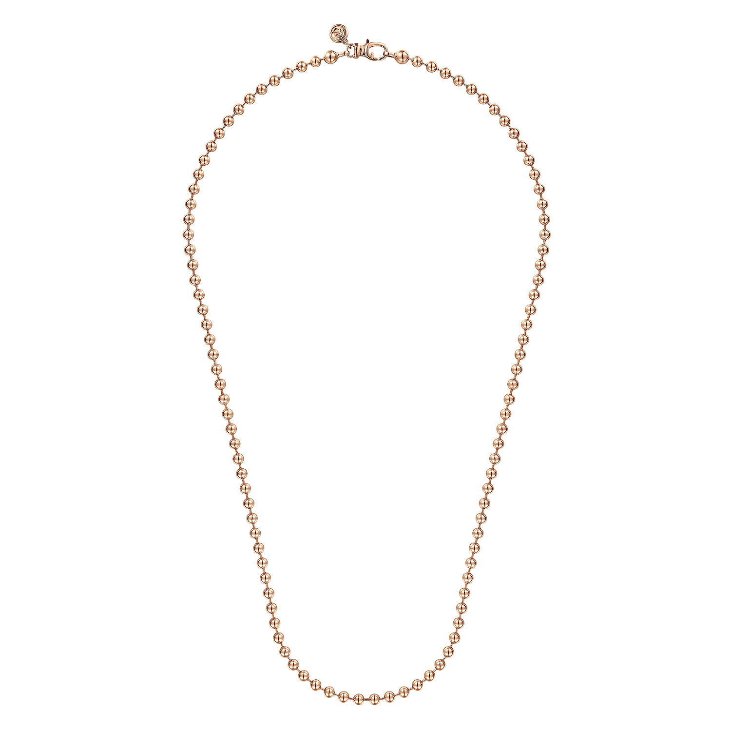 22 Inch 14K Rose Gold 4mm Hollow Ball Chain Necklace