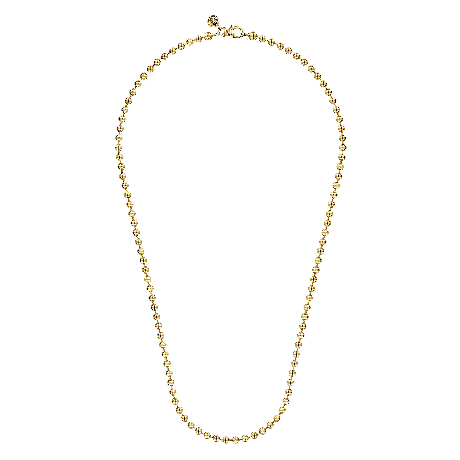 22 Inch 14K Yellow Gold 4mm Hollow Ball Chain Necklace
