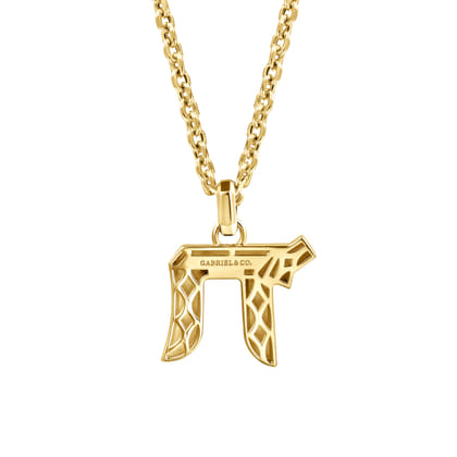 22 Inch 14K Yellow Gold Chai Pendant Necklace 