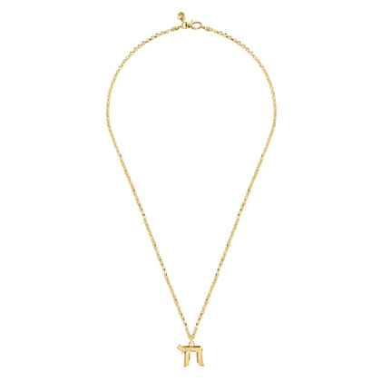 22 Inch 14K Yellow Gold Chai Pendant Necklace 