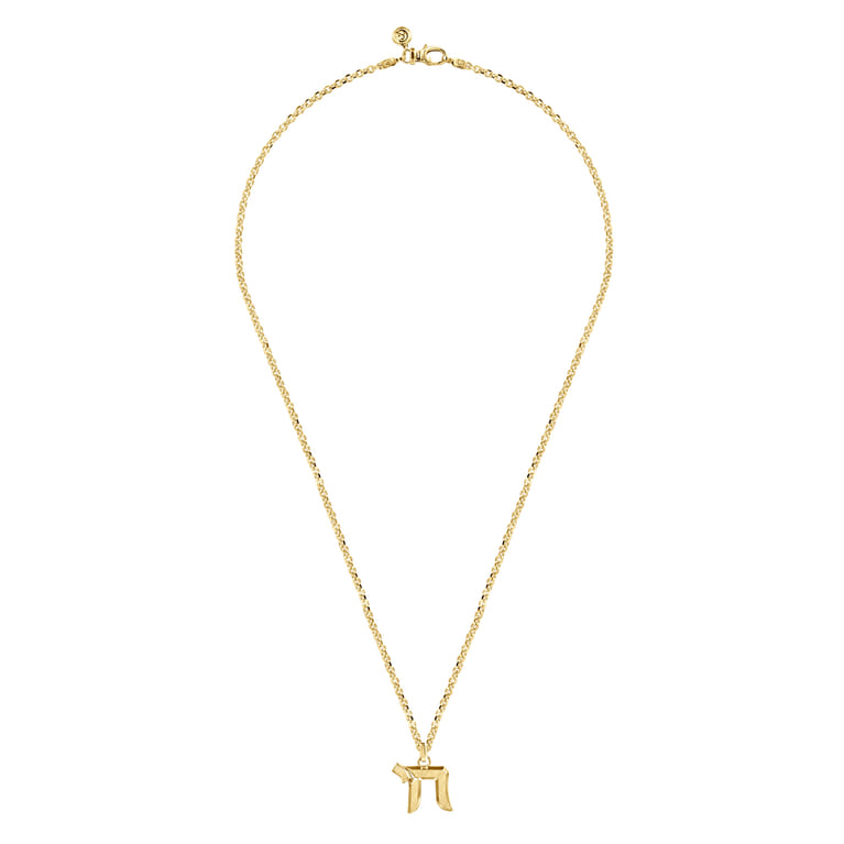 22 Inch 14K Yellow Gold Chai Pendant Necklace  - Shot 3