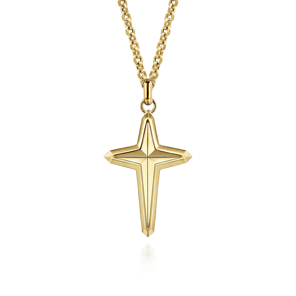 22 Inch 14K Yellow Gold Cross Pendant Necklace Shop Men