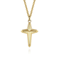 22 Inch 14K Yellow Gold Cross Pendant Necklace