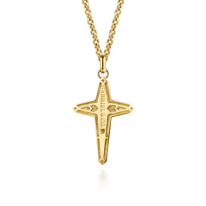 22 Inch 14K Yellow Gold Cross Pendant Necklace