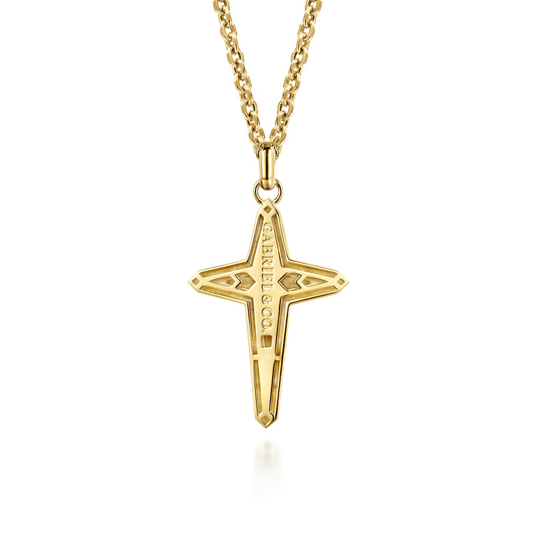 22 Inch 14K Yellow Gold Cross Pendant Necklace - Shot 2