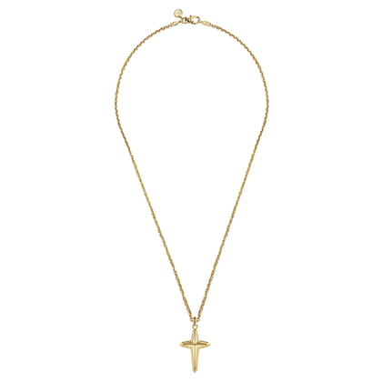22 Inch 14K Yellow Gold Cross Pendant Necklace
