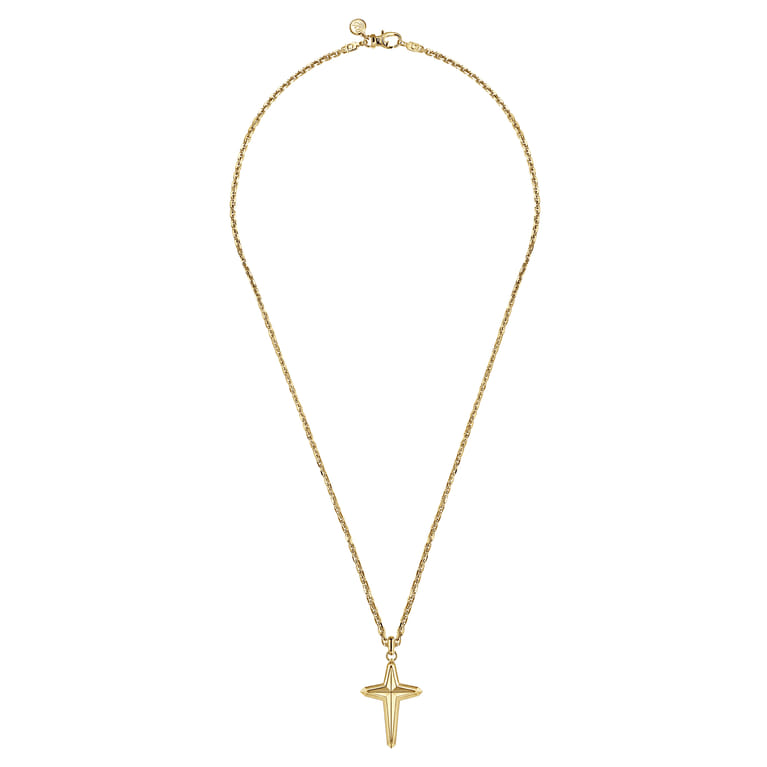 22 Inch 14K Yellow Gold Cross Pendant Necklace - Shot 3