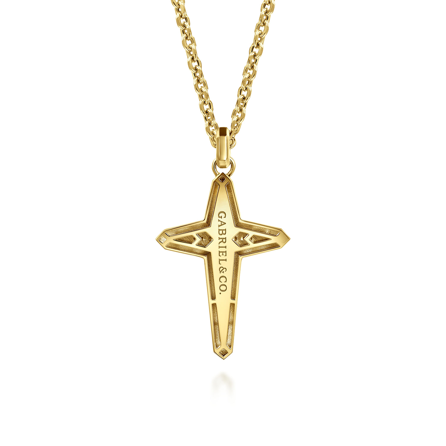 22 Inch 14K Yellow Gold Diamond Cross Pendant Necklace