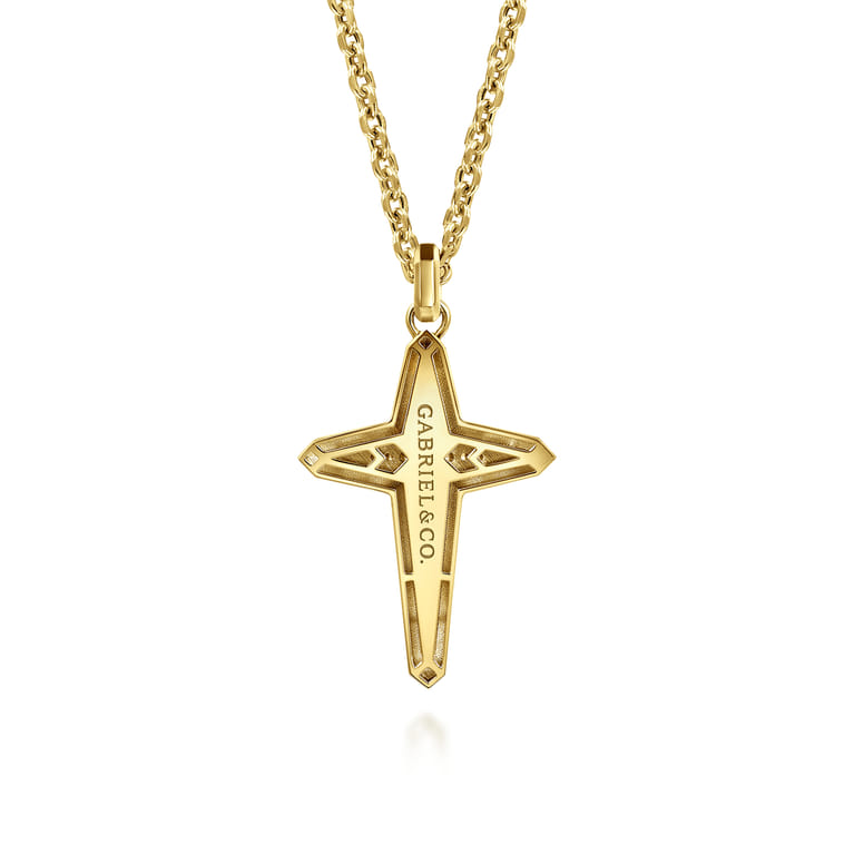 22 Inch 14K Yellow Gold Diamond Cross Pendant Necklace - 0.2 ct - Shot 2