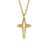 22 Inch 14K Yellow Gold Diamond Cross Pendant Necklace - 0.2 ct