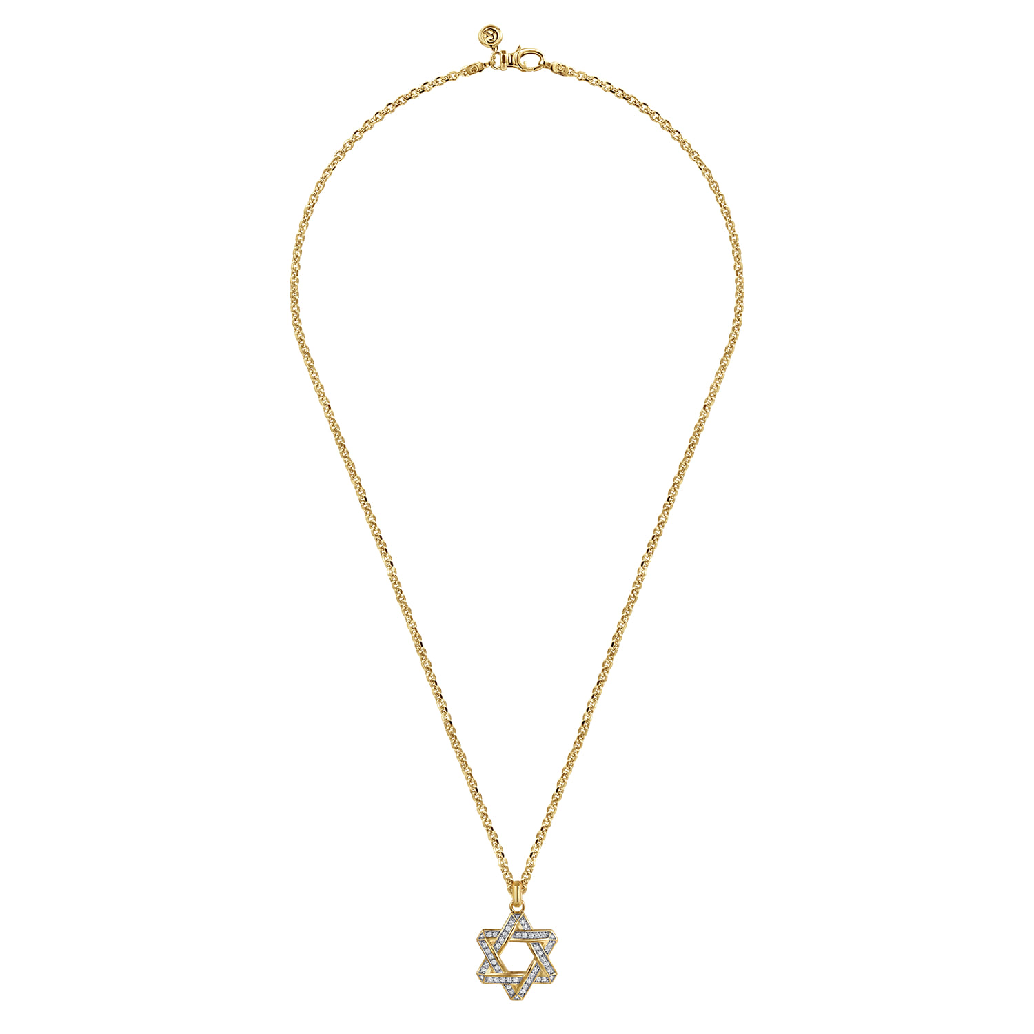 22 Inch 14K Yellow Gold Diamond Star of David Pendant Necklace - 0.75 ct - Shot 3