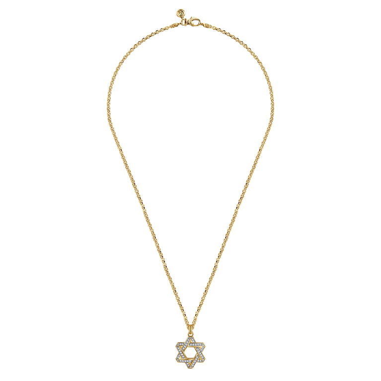 22 Inch 14K Yellow Gold Diamond Star of David Pendant Necklace - 0.75 ct - Shot 3