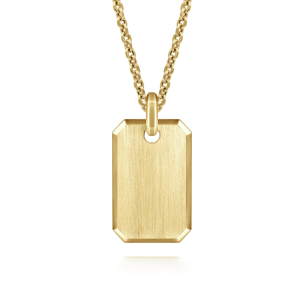 22 Inch 14K Yellow Gold Dog Tag Pendant Necklace Shop Men