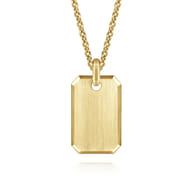 22 Inch 14K Yellow Gold Dog Tag Pendant Necklace