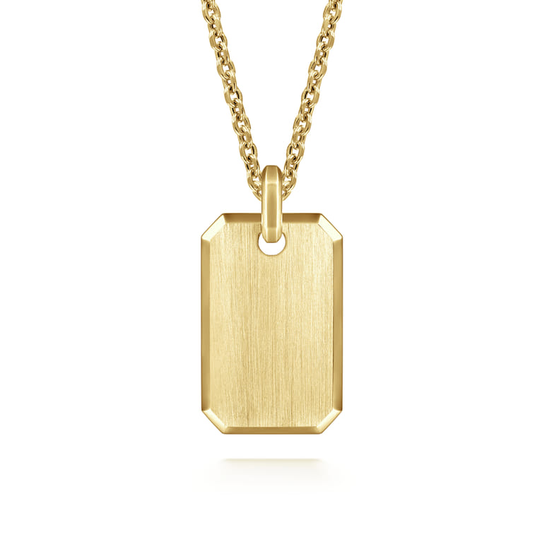 22 Inch 14K Yellow Gold Dog Tag Pendant Necklace - Shot 1