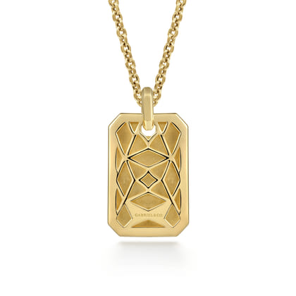 22 Inch 14K Yellow Gold Dog Tag Pendant Necklace