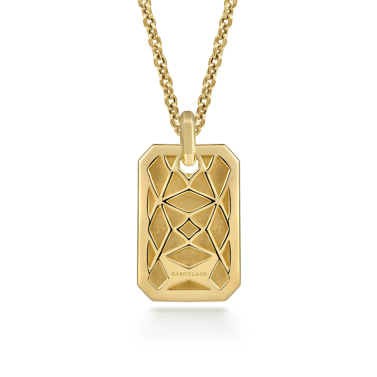 22 Inch 14K Yellow Gold Dog Tag Pendant Necklace - Shot 2