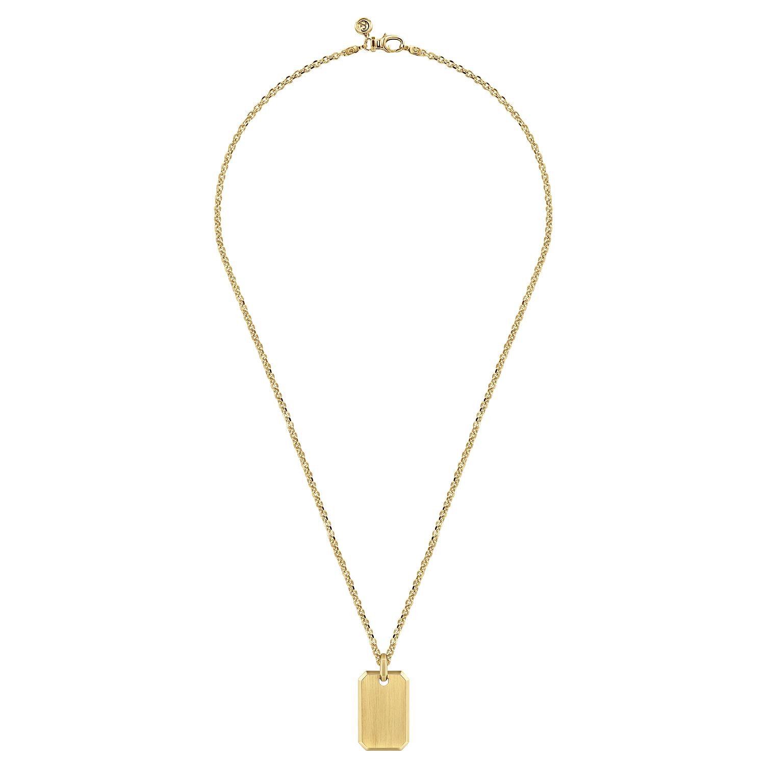 22 Inch 14K Yellow Gold Dog Tag Pendant Necklace - Shot 3