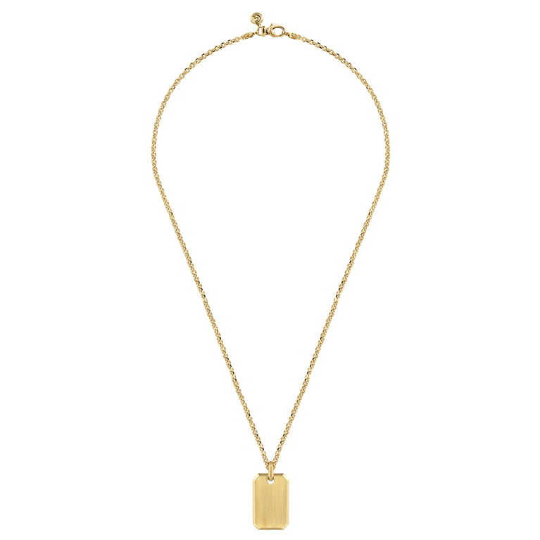 22 Inch 14K Yellow Gold Dog Tag Pendant Necklace - Shot 3