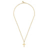 22 Inch 14K Yellow Gold Faceted Cross Pendant Necklace