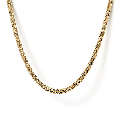 22 Inch 14K Yellow Gold Hollow Men's Wheat Chain Necklace