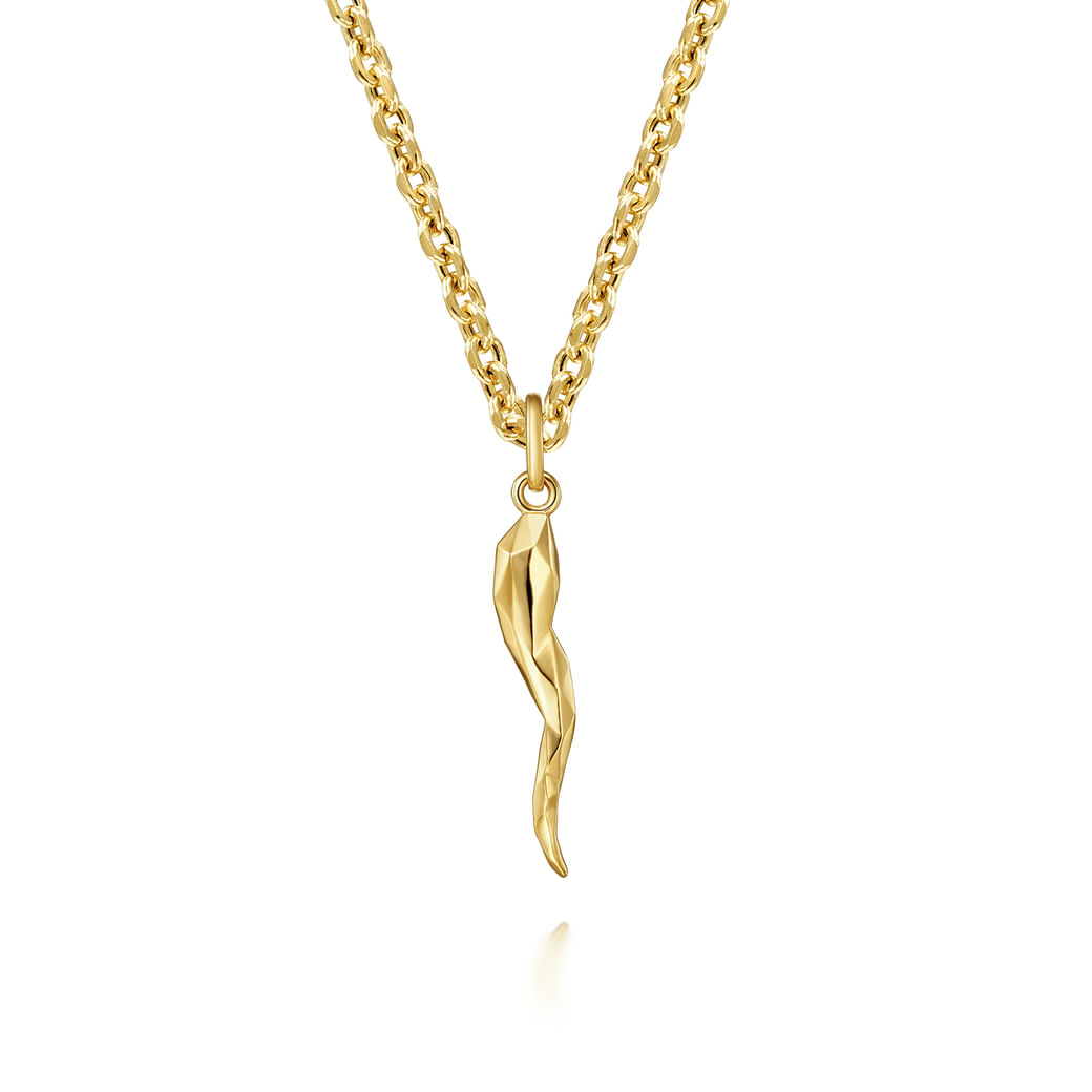 22 Inch 14K Yellow Gold Italian Horn Pendant Necklace $2025
