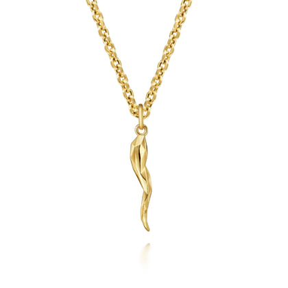 22 Inch 14K Yellow Gold Italian Horn Pendant Necklace