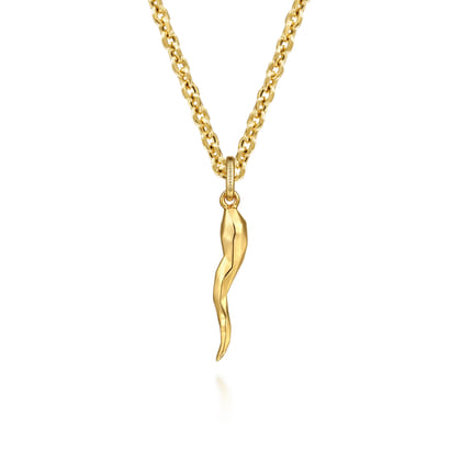 22 Inch 14K Yellow Gold Italian Horn Pendant Necklace