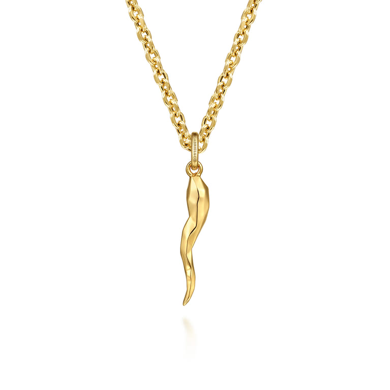 22 Inch 14K Yellow Gold Italian Horn Pendant Necklace - Shot 2