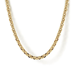 22 Inch 14K Yellow Gold Men's Link Chain Necklace