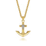 22 Inch 14K Yellow Gold Wheat Diamond Anchor Pendant Necklace - 0.1 ct