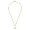 22 Inch 14K Yellow Gold Wheat Diamond Anchor Pendant Necklace - 0.1 ct