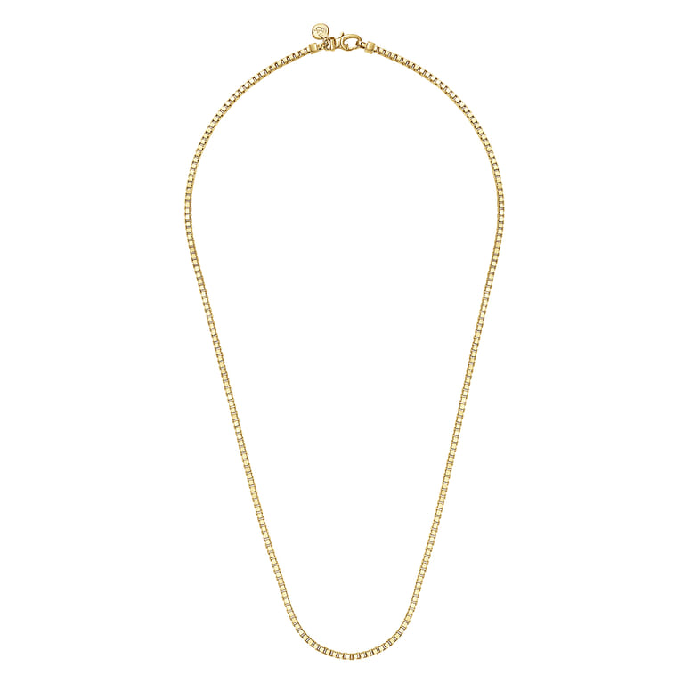 22 Inch 2.5mm 14K Yellow Gold Men's Solid Box Chain Necklace - Shot 2