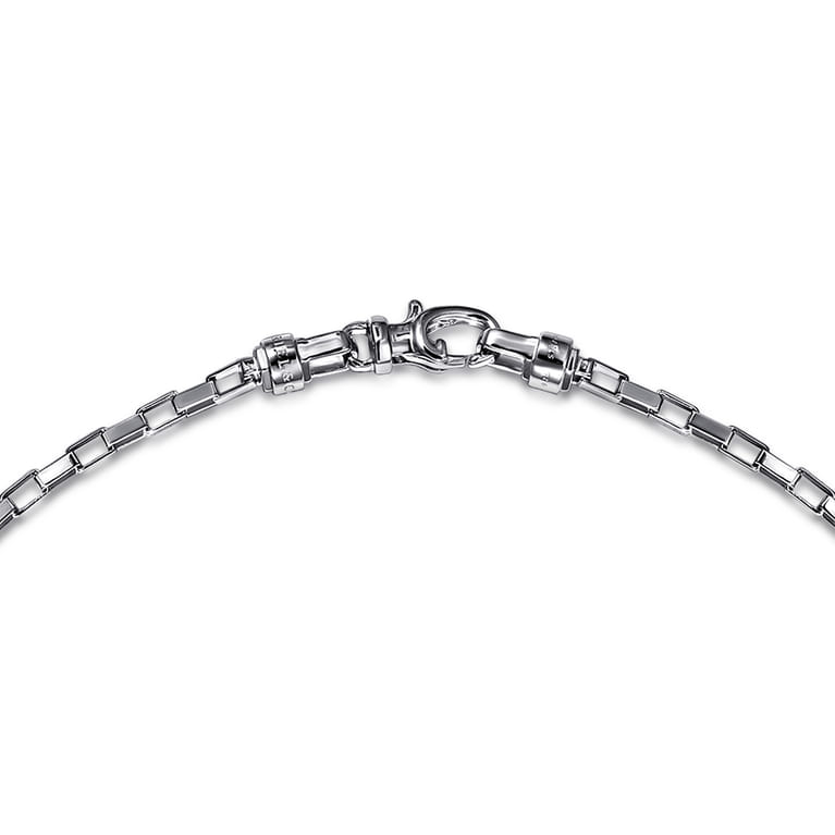 22 Inch 2.5mm 925 Sterling Silver Men's Solid Box Chain Necklace - Shot 3