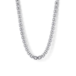 22 Inch 2.5mm 925 Sterling Silver Men's Solid Round Box Chain Necklace