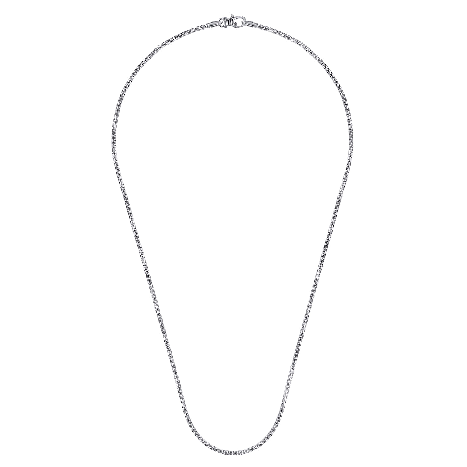 22 Inch 2.5mm 925 Sterling Silver Men's Solid Round Box Chain Necklace - Shot 2